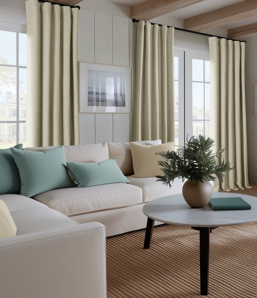 Light Beige Performance Linen Custom Curtain
