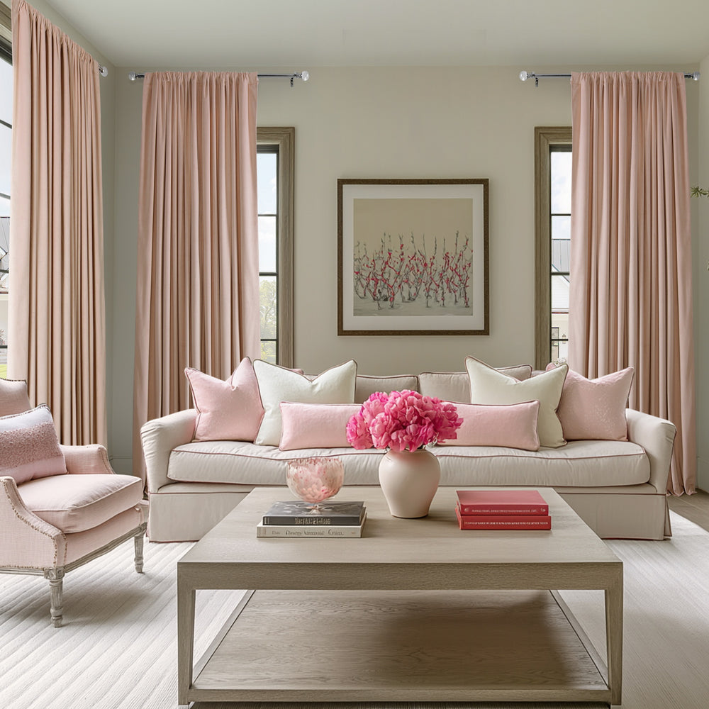 Light Pink Heritage Plush Velvet Custom Curtain