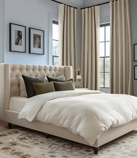 Light Tan Thermal Cross Linen Weave Custom Curtain