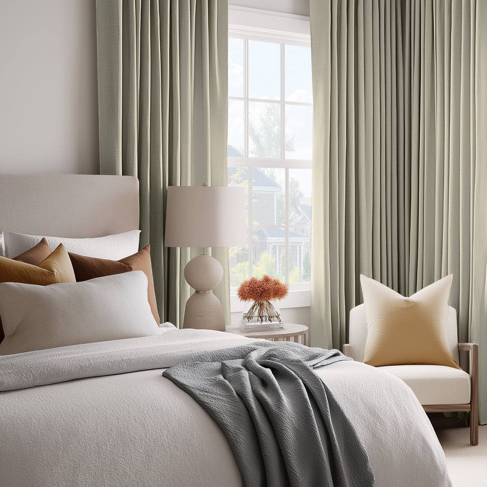 Light Taupe Classic Faux Linen Custom Curtain