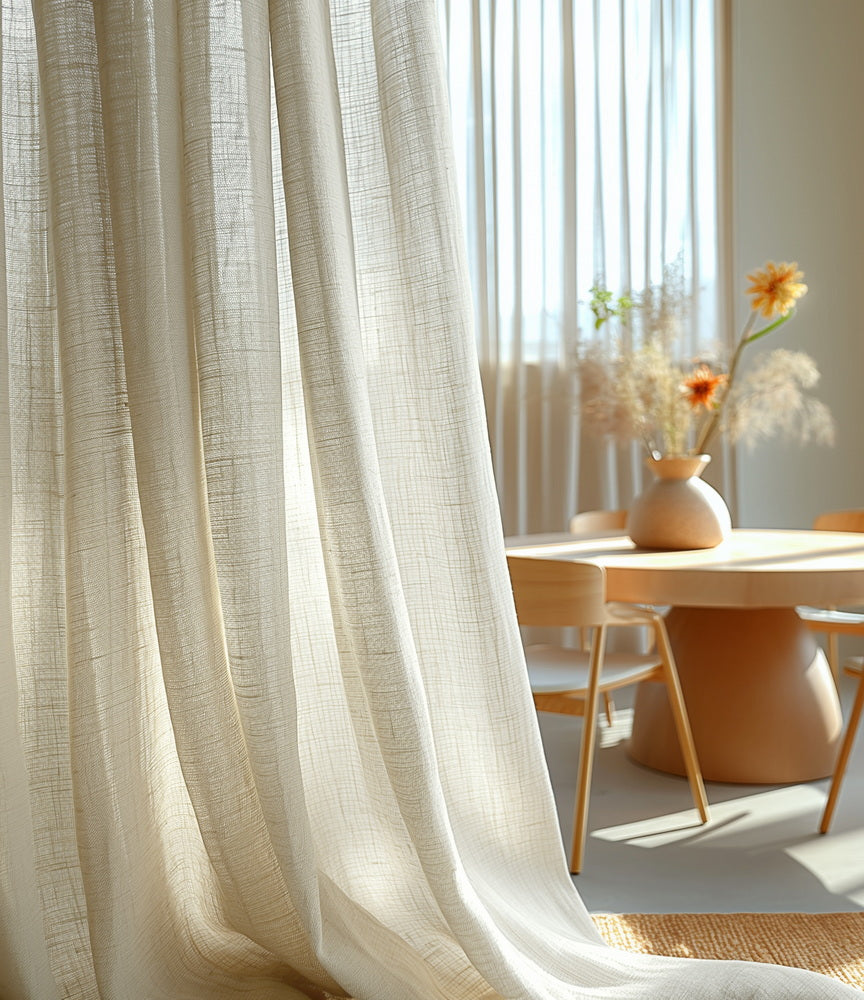 Malted Cream Heavy Faux Linen Custom Curtain