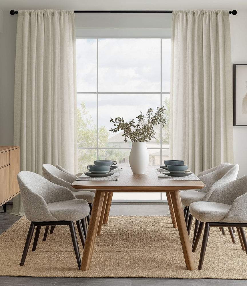 Malted Cream Heavy Faux Linen Custom Curtain