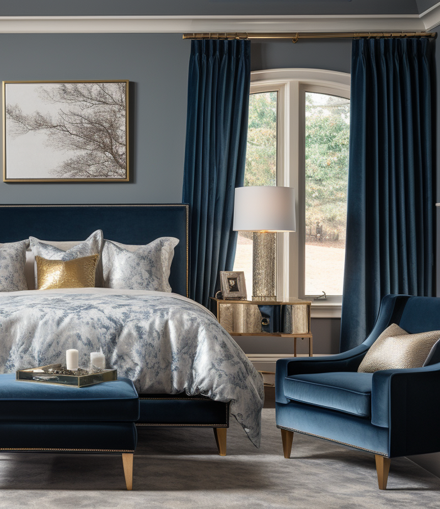 Midnight Blue Signature Velvet Custom Curtain