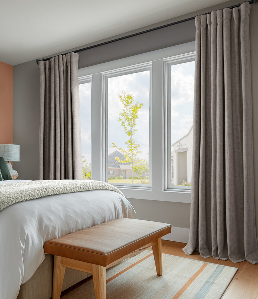 Mink Textured Faux Linen Custom Curtain