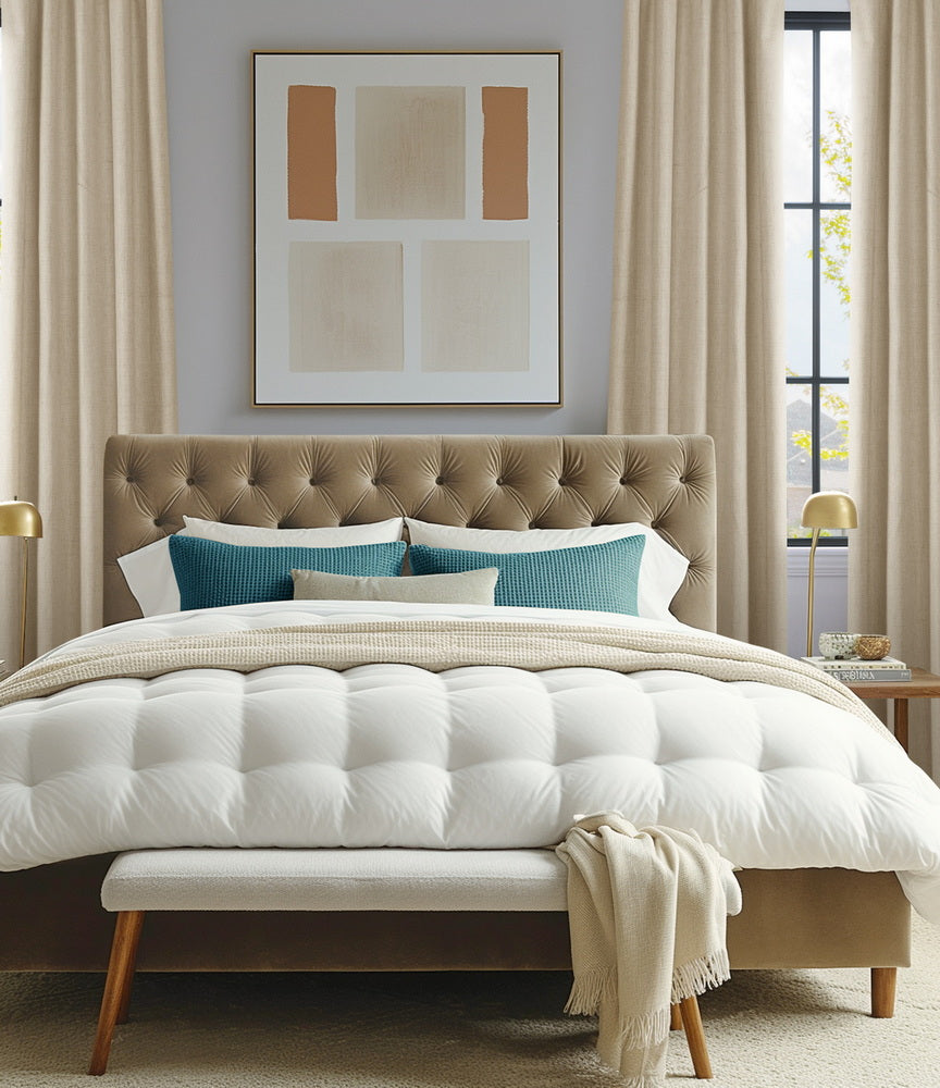 Natural Light Beige Thermal Cross Linen Weave Custom Curtain