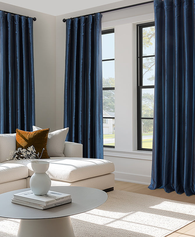 Solid Faux Silk Taffeta Curtains