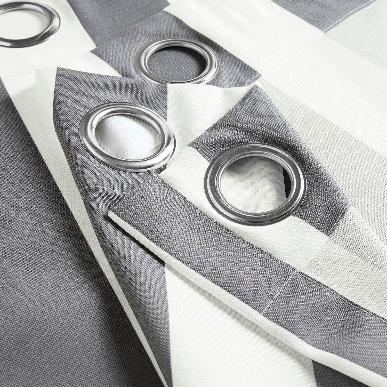 Nautical Grey Striped Grommet Villanova Outdoor Curtain, image size:1500x1500