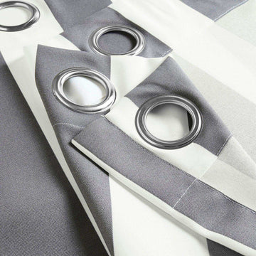 Nautical Grey Striped Grommet Villanova Outdoor Curtain