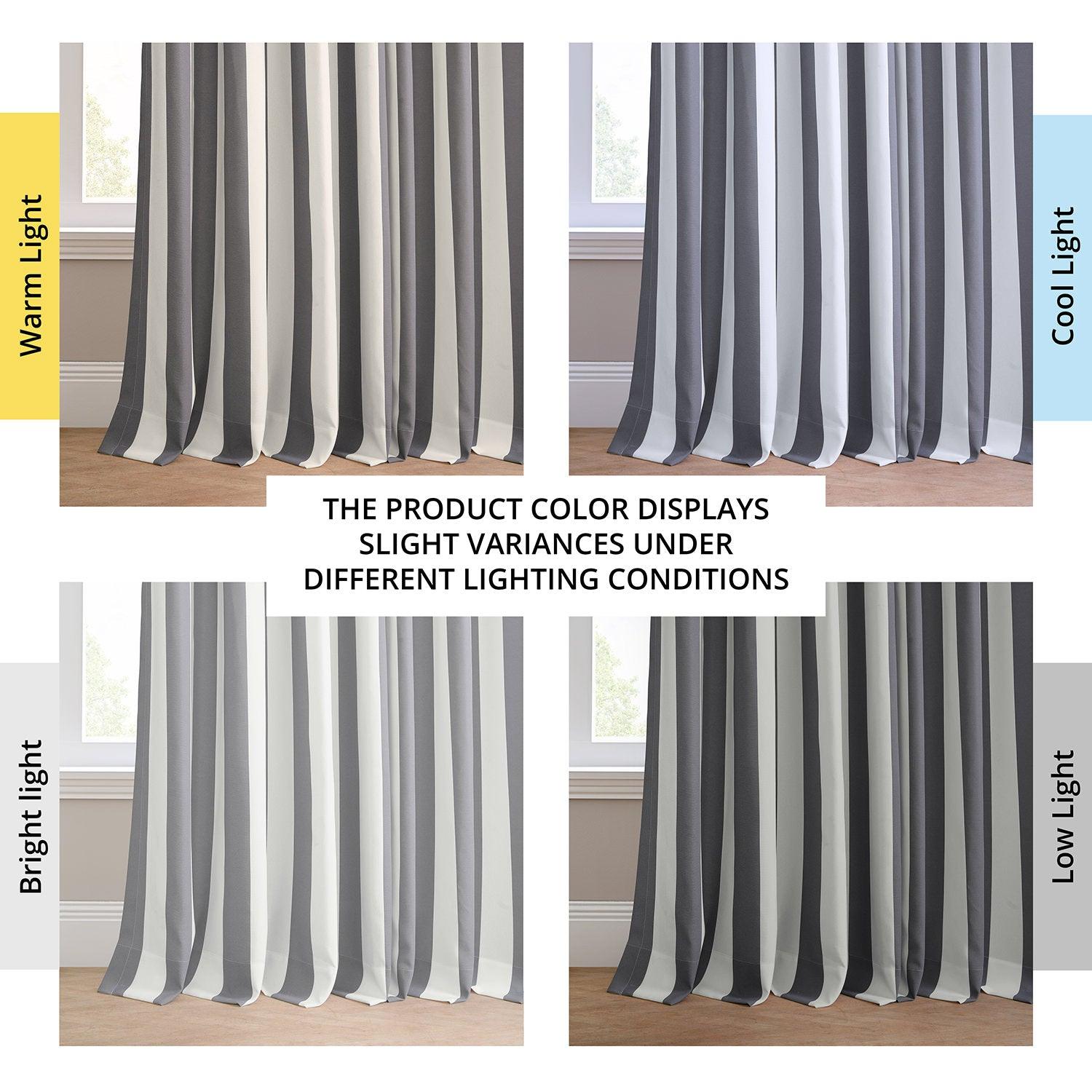 Nautical Grey Striped Grommet Villanova Outdoor Curtain, image size:1500x1500