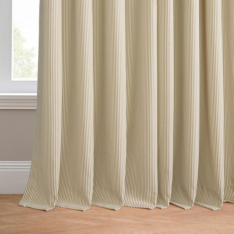Coastal Beige Thin Striped Grommet Villanova Outdoor Curtain