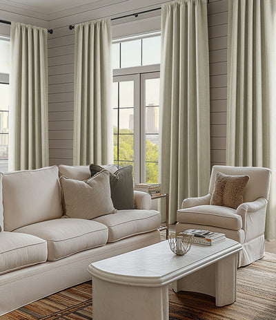 Oatmeal Textured Faux Linen Custom Curtain