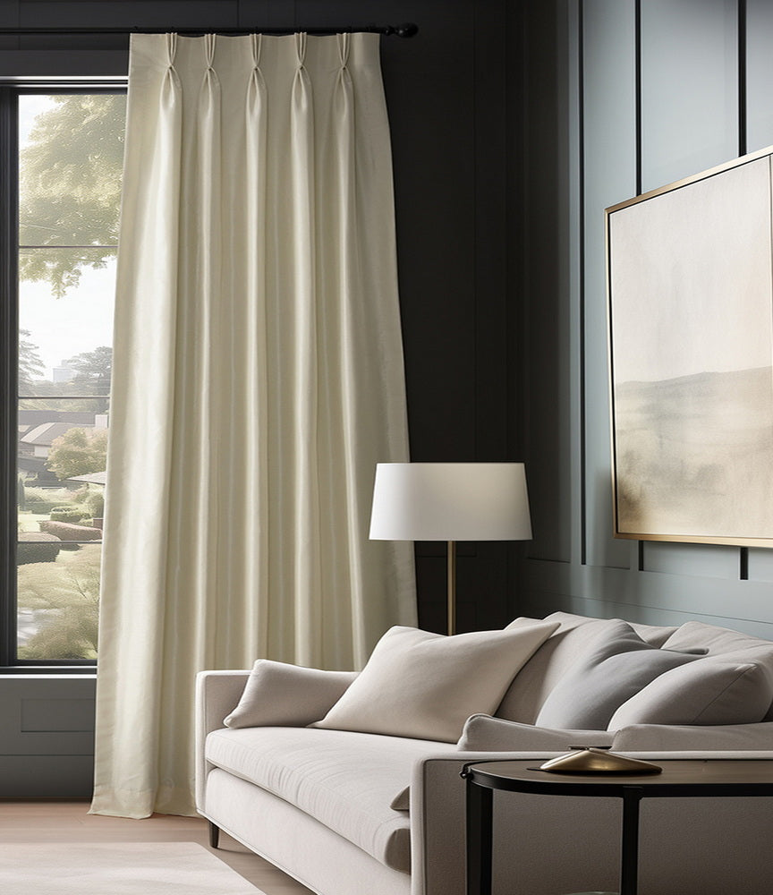 Off White Vintage Textured Faux Dupioni Silk Custom Curtain