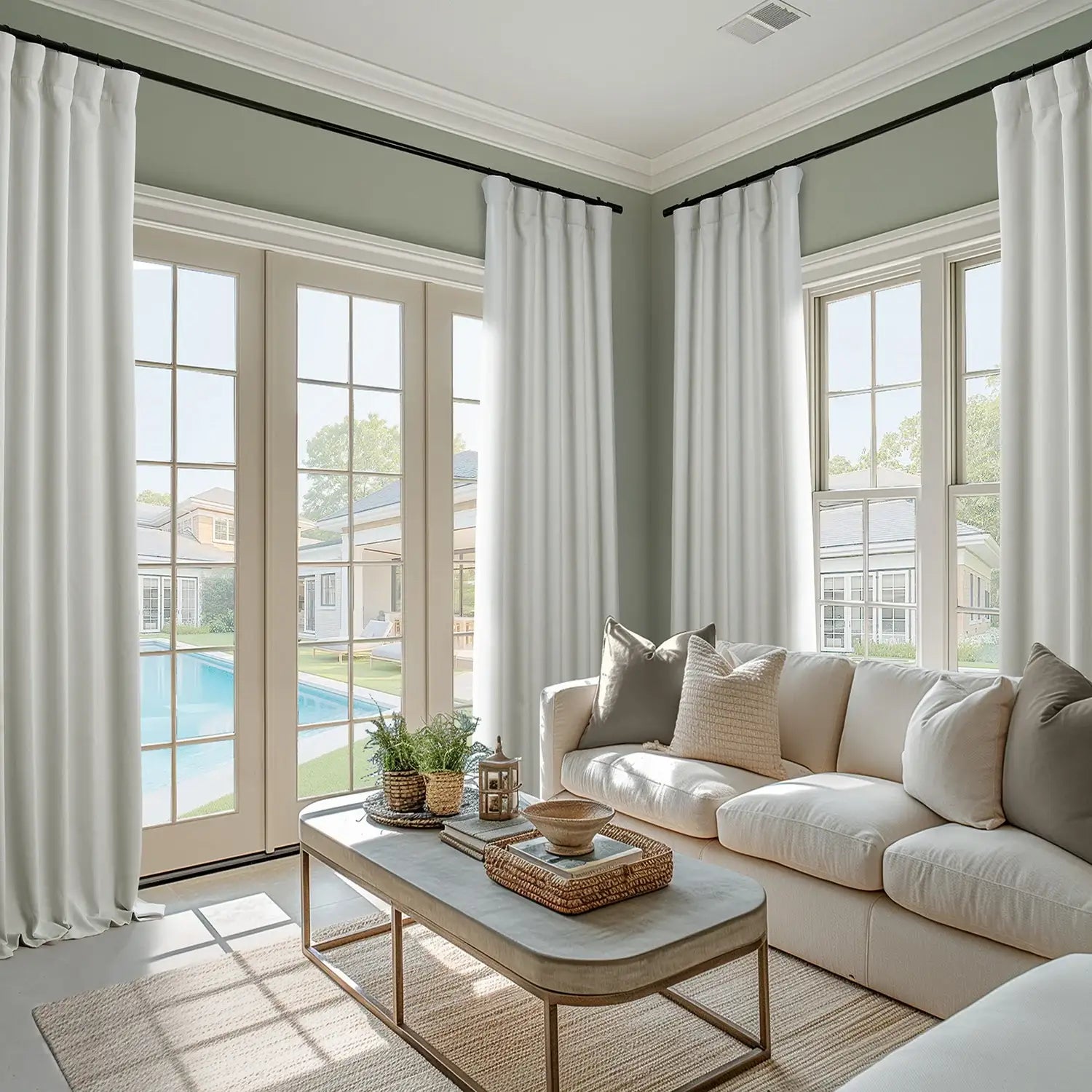 Oyster Mist Textured Faux Linen Custom Curtain