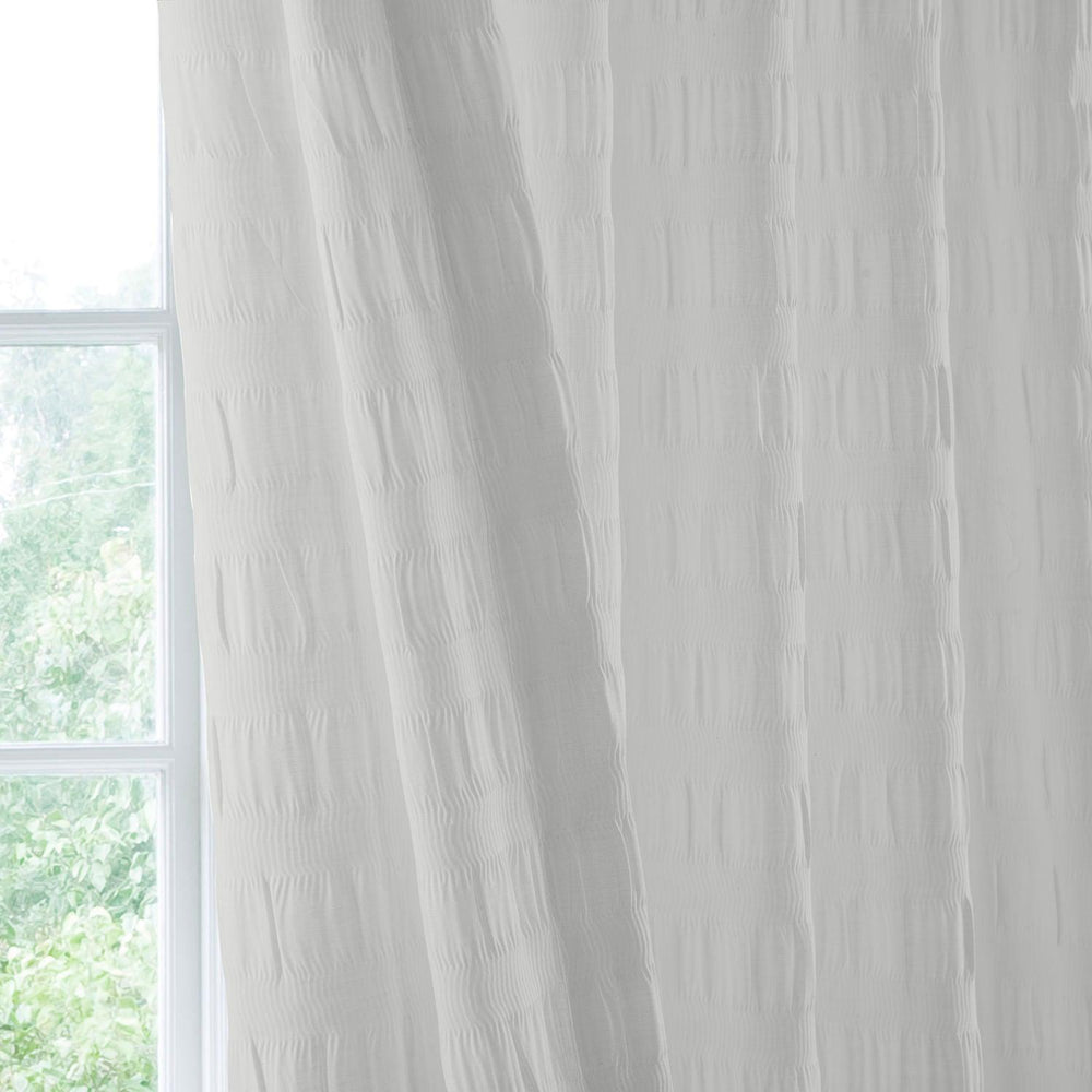 White Ripper Seersucker Sheer Serinity Sheer Curtain Pair (2 Panels) - HalfPriceDrapes.com