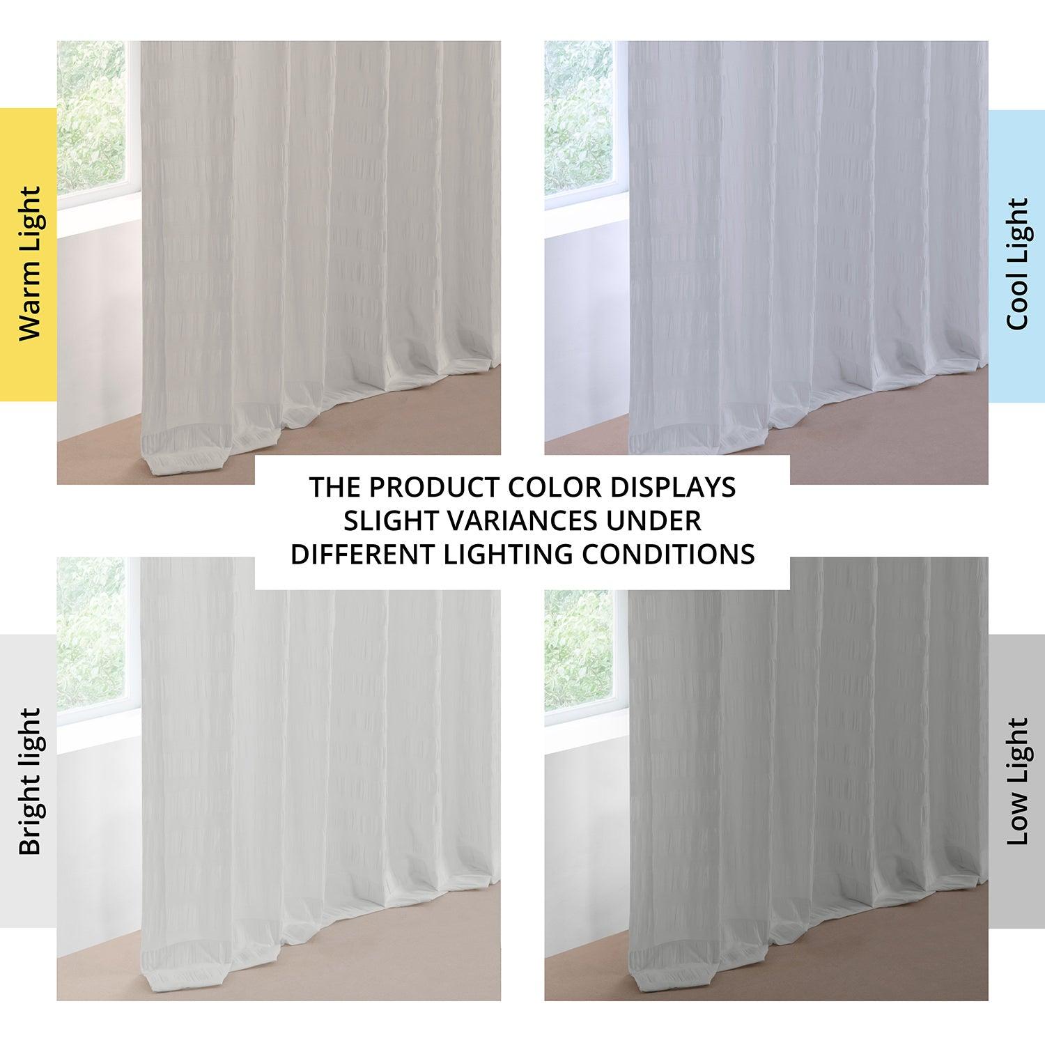 White Ripper Seersucker Sheer Serinity Sheer Curtain Pair (2 Panels) - HalfPriceDrapes.com