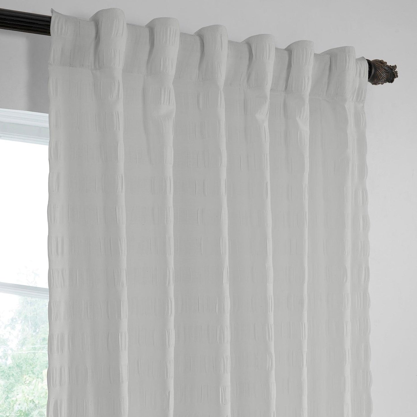 White Ripper Seersucker Sheer Serinity Sheer Curtain Pair (2 Panels) - HalfPriceDrapes.com