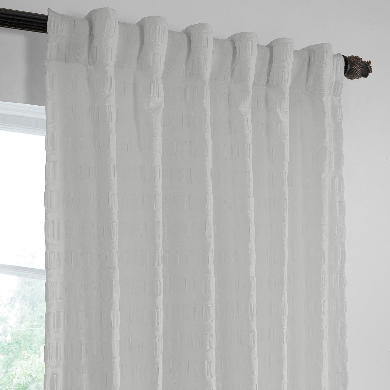White Ripper Seersucker Sheer Serinity Sheer Curtain Pair (2 Panels) - HalfPriceDrapes.com