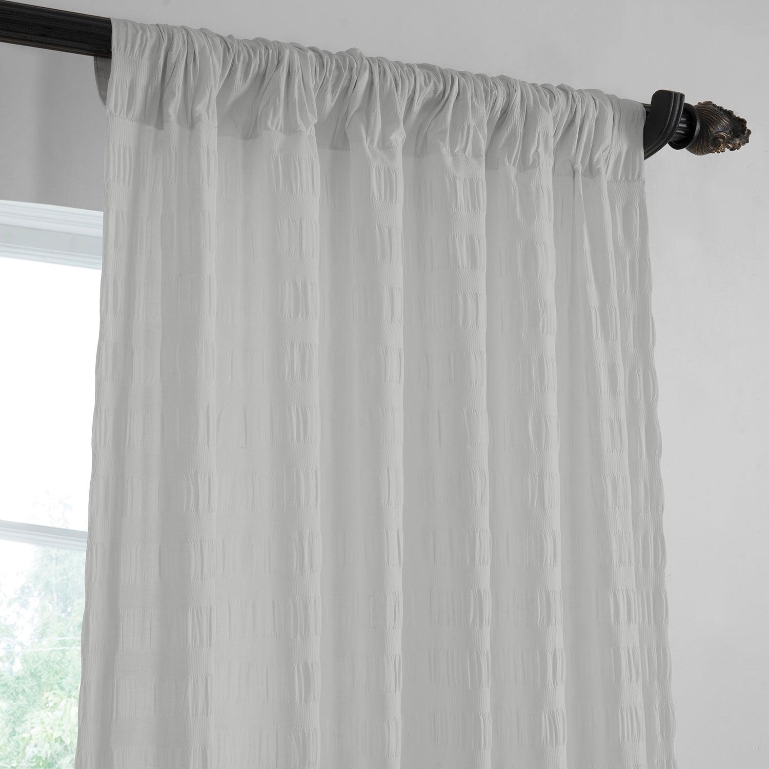White Ripper Seersucker Sheer Serinity Sheer Curtain Pair (2 Panels) - HalfPriceDrapes.com