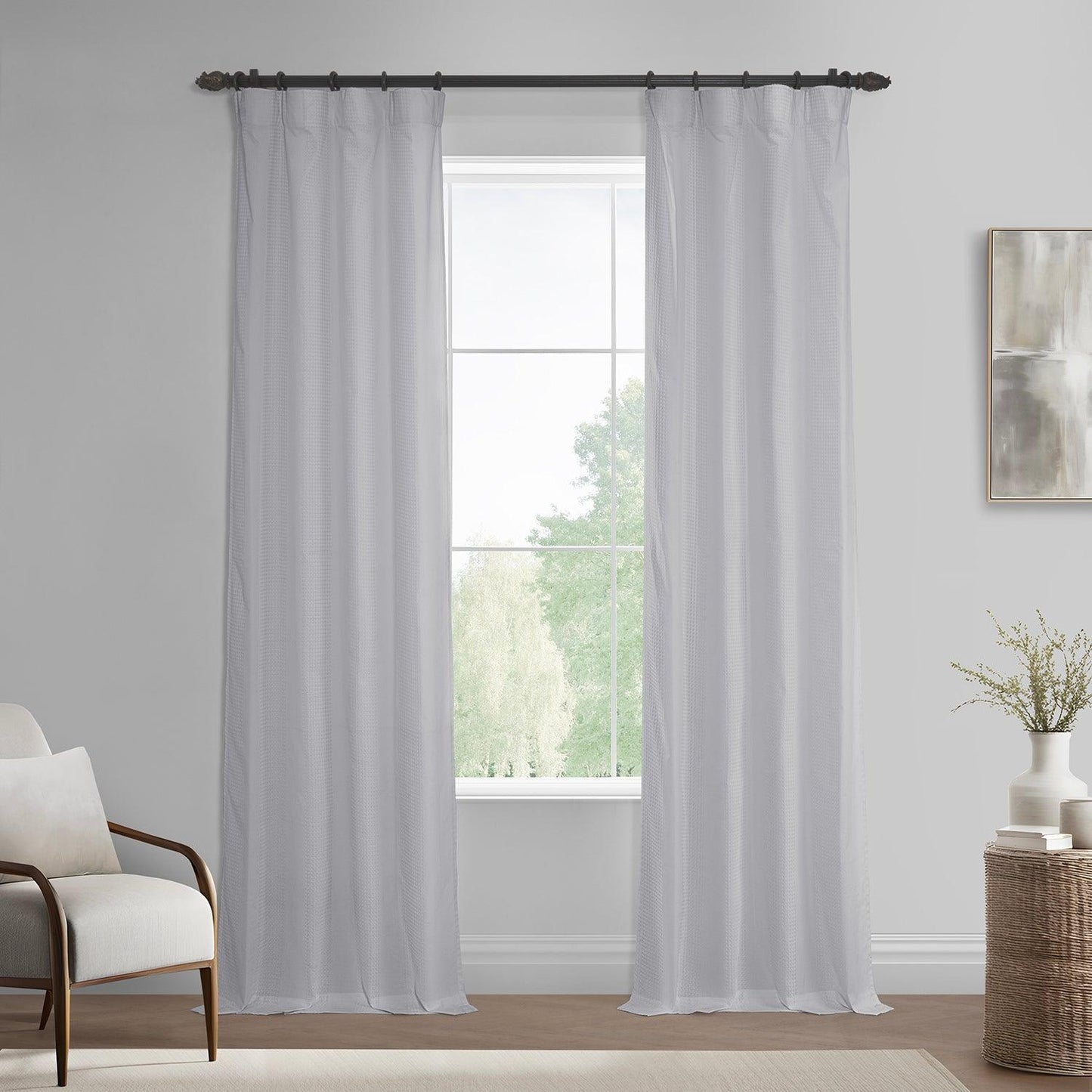 Architectural White Sheer Serinity Sheer Curtain Pair (2 Panels) - HalfPriceDrapes.com