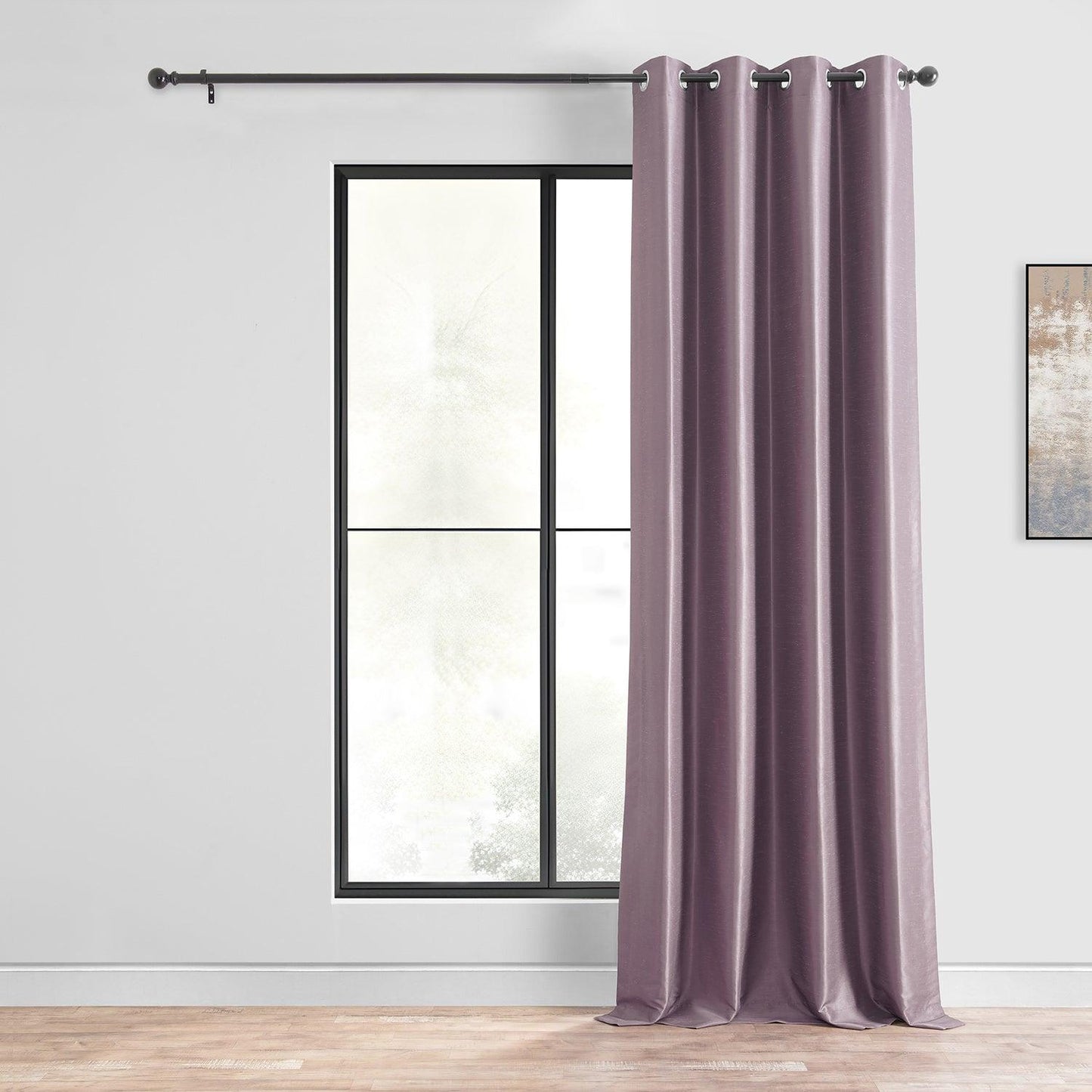 Smokey Plum Grommet Vintage Textured Faux Dupioni Silk Blackout Curtain - HalfPriceDrapes.com