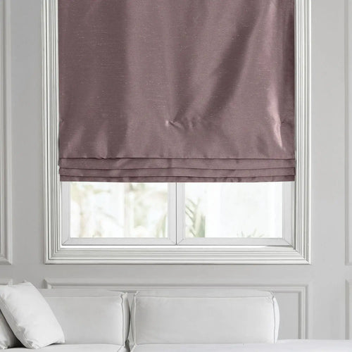 Smokey Plum Vintage Textured Faux Dupioni Silk Roman Shade