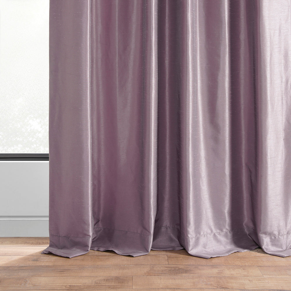 Smokey Plum Vintage Textured Faux Dupioni Silk Custom Curtain