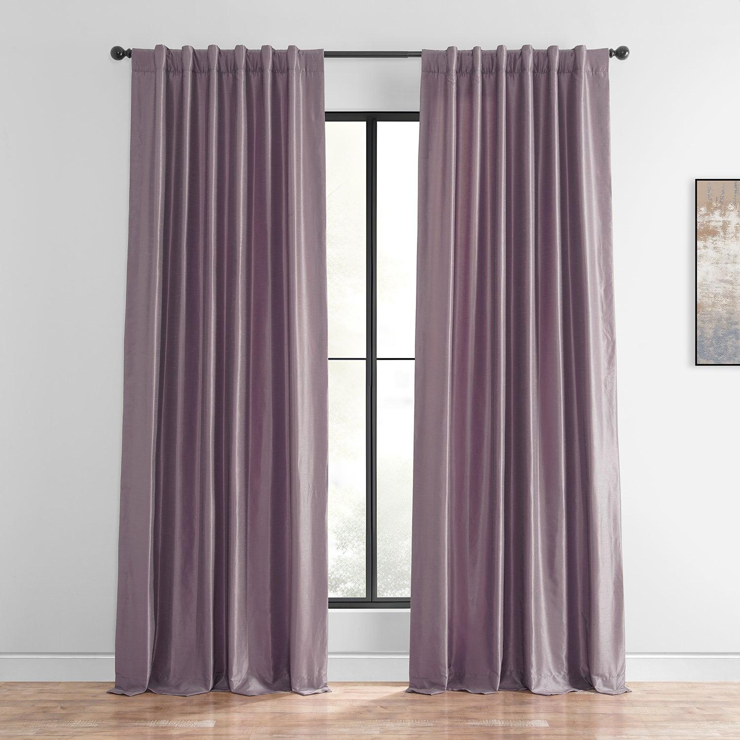Smokey Plum Vintage Textured Faux Dupioni Silk Curtain - HalfPriceDrapes.com