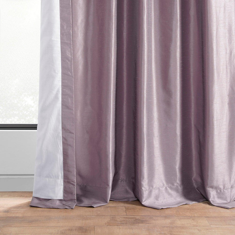Smokey Plum Vintage Textured Faux Dupioni Silk Blackout Curtain - HalfPriceDrapes.com