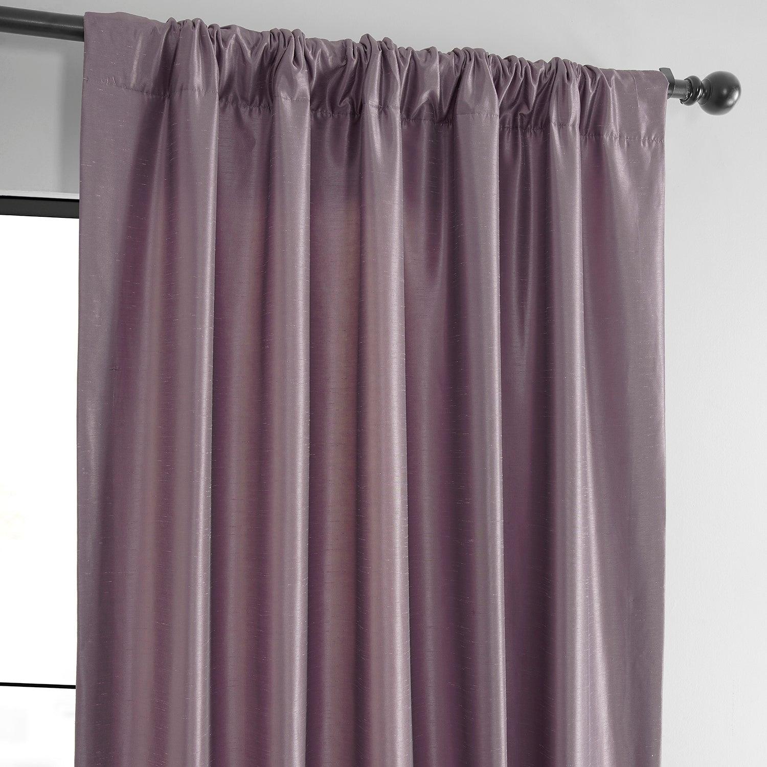 Smokey Plum Vintage Textured Faux Dupioni Silk Curtain - HalfPriceDrapes.com