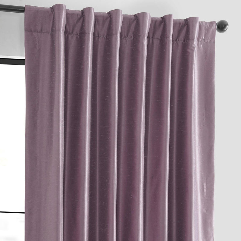 Smokey Plum Vintage Textured Faux Dupioni Silk Curtain - HalfPriceDrapes.com