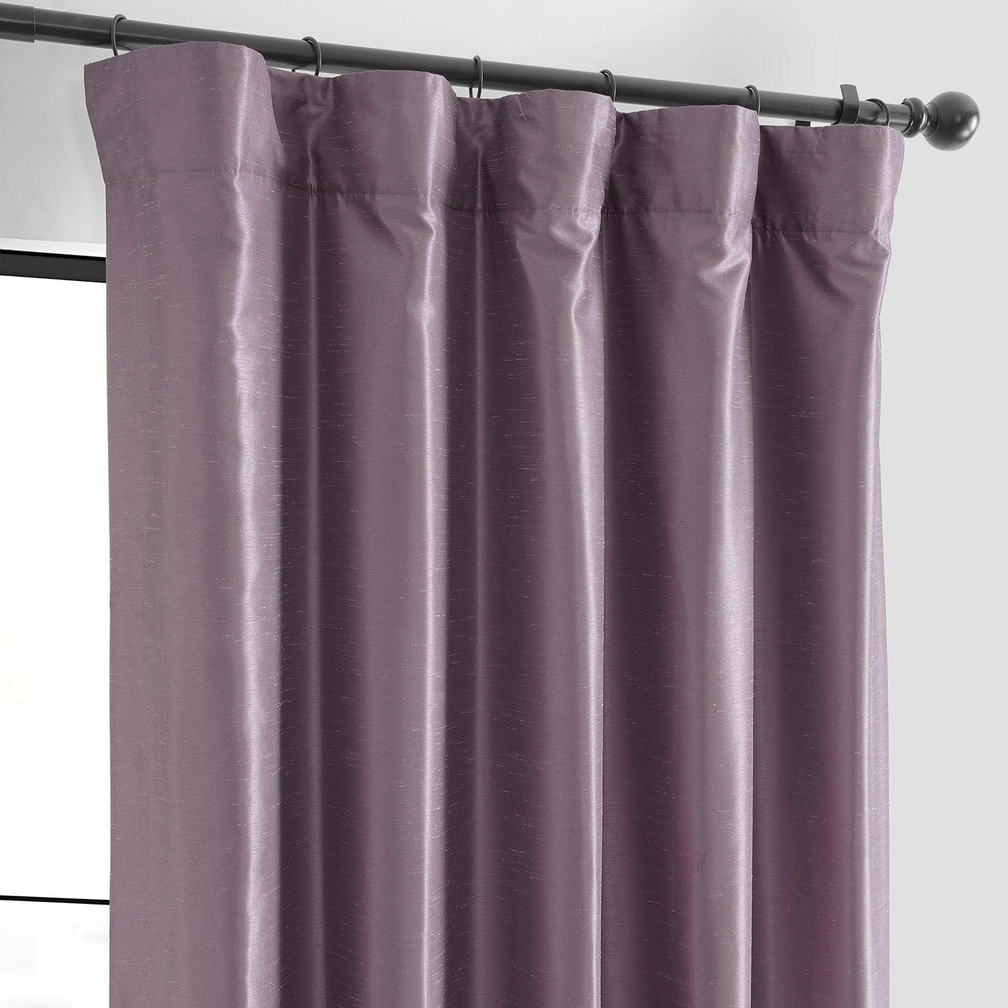 Smokey Plum Vintage Textured Faux Dupioni Silk Curtain - HalfPriceDrapes.com