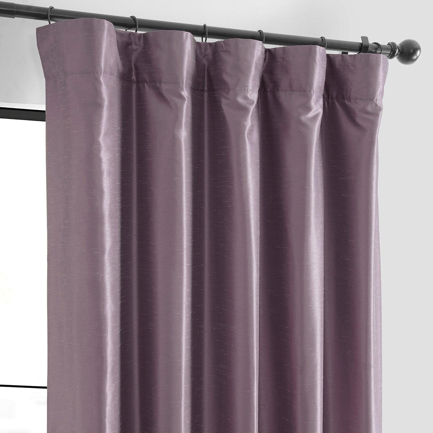 Smokey Plum Vintage Textured Faux Dupioni Silk Curtain - HalfPriceDrapes.com