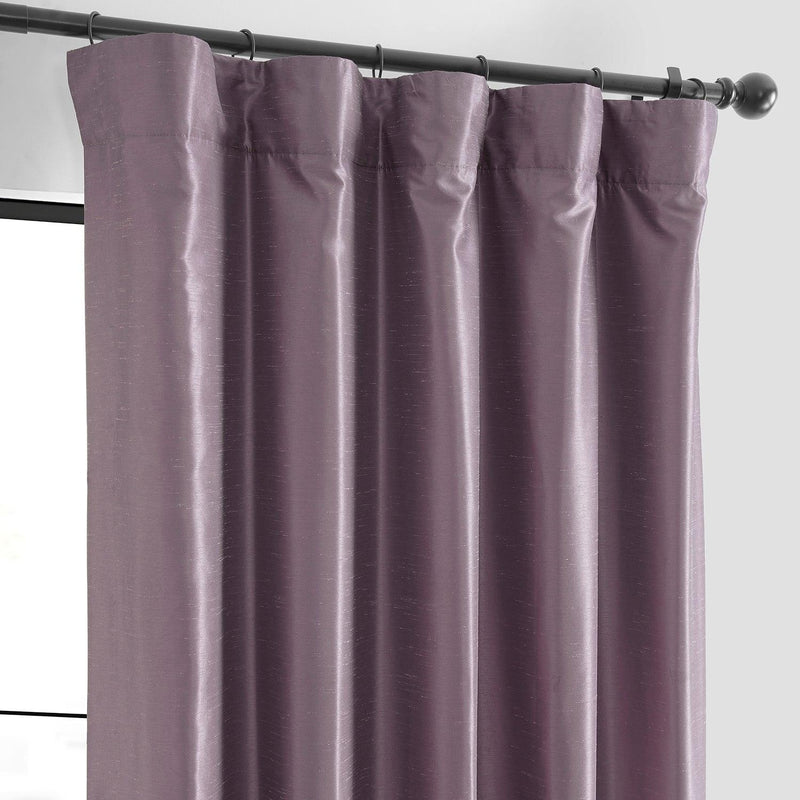 Smokey Plum Vintage Textured Faux Dupioni Silk Curtain - HalfPriceDrapes.com