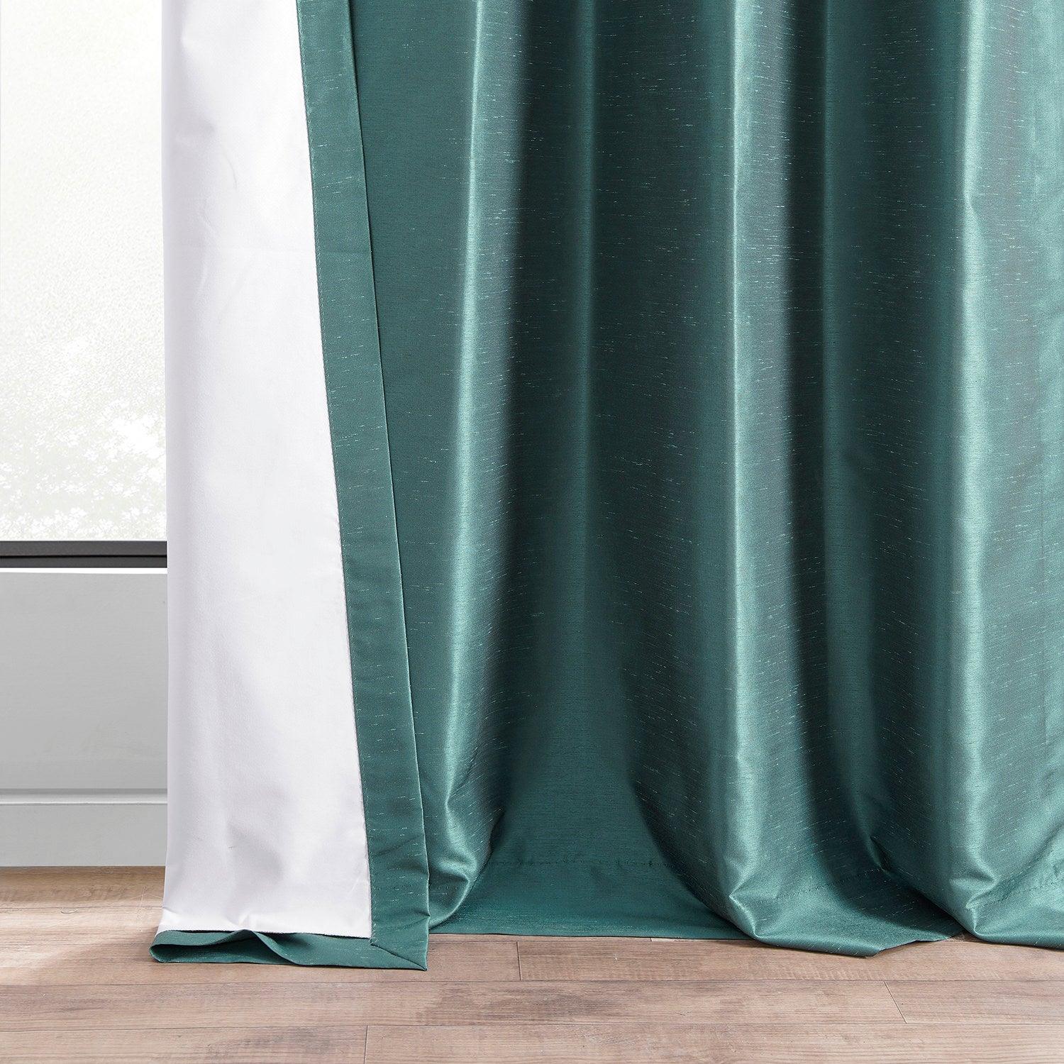 Peacock Vintage Textured Faux Dupioni Silk Blackout Curtain - HalfPriceDrapes.com
