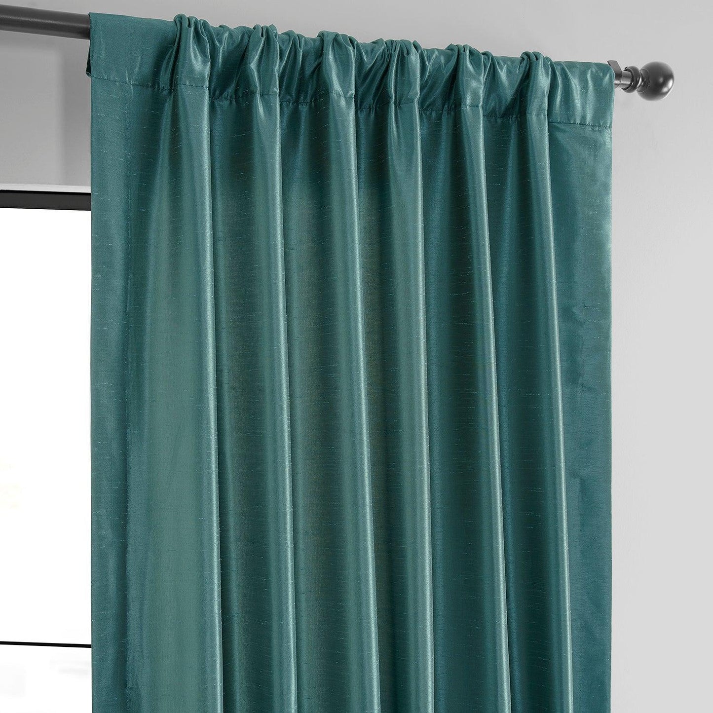 Peacock Vintage Textured Faux Dupioni Silk Blackout Curtain - HalfPriceDrapes.com