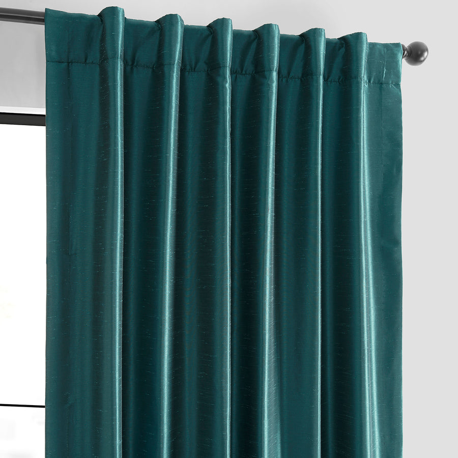 Peacock Vintage Textured Faux Dupioni Silk Blackout Curtain