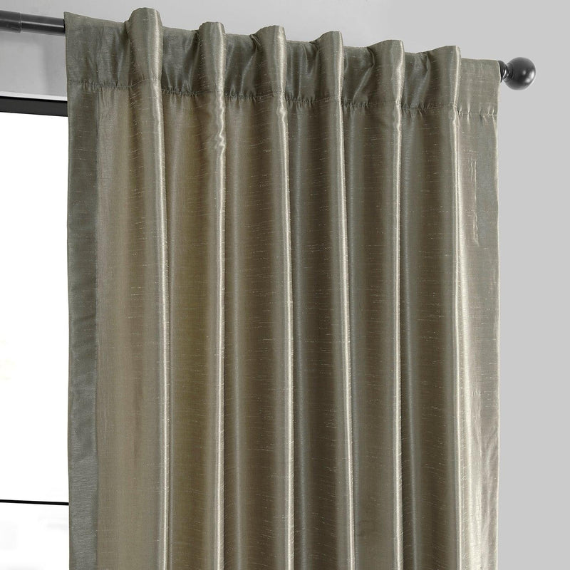 Warm Stone Vintage Textured Faux Dupioni Silk Curtain - HalfPriceDrapes.com