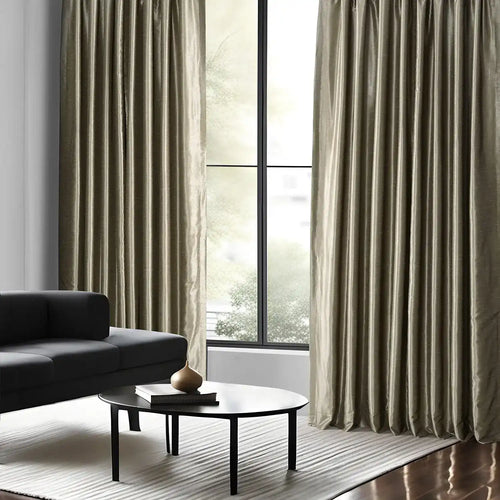 Warm Stone Vintage Textured Faux Dupioni Silk Custom Curtain