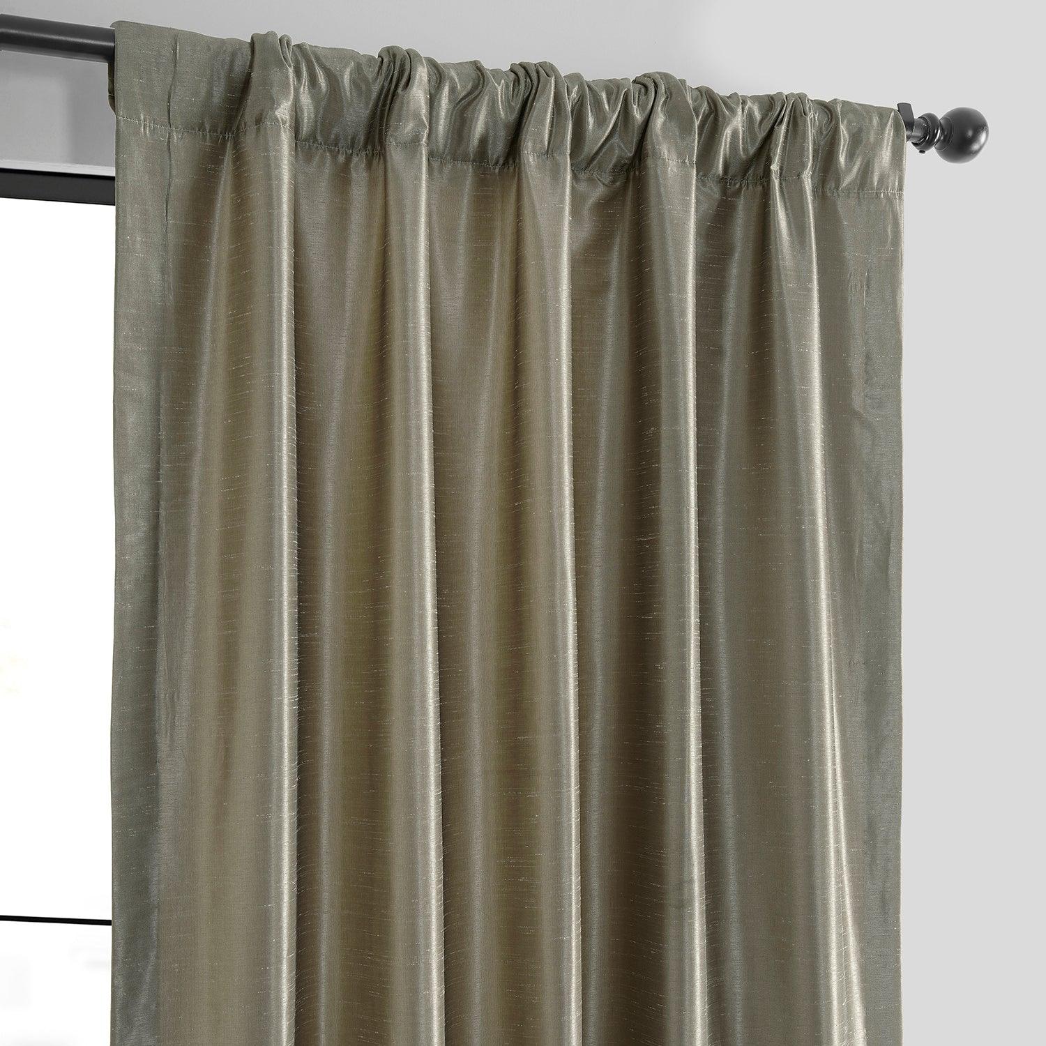 Warm Stone Vintage Textured Faux Dupioni Silk Curtain - HalfPriceDrapes.com