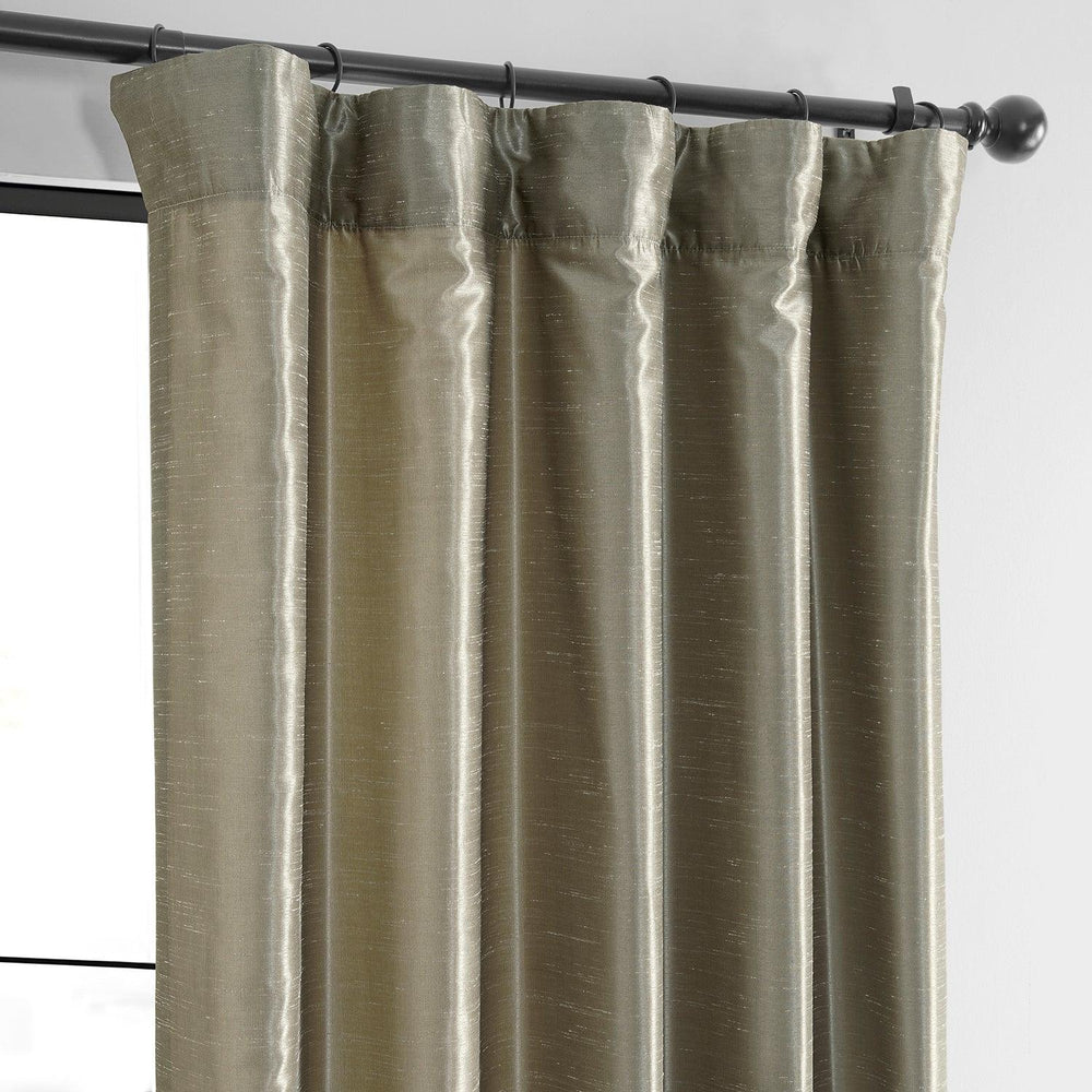 Warm Stone Vintage Textured Faux Dupioni Silk Curtain - HalfPriceDrapes.com