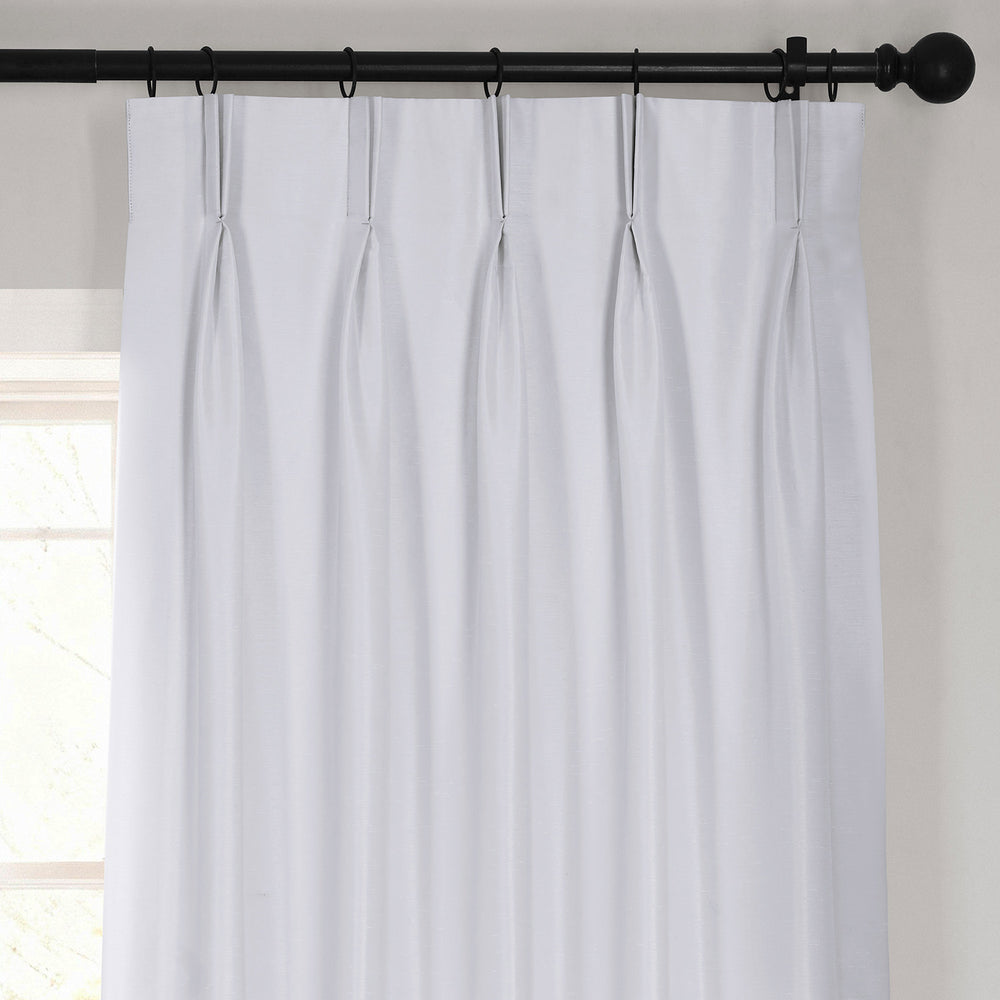 Ice French Pleat Vintage Textured Faux Dupioni Silk Blackout Curtain