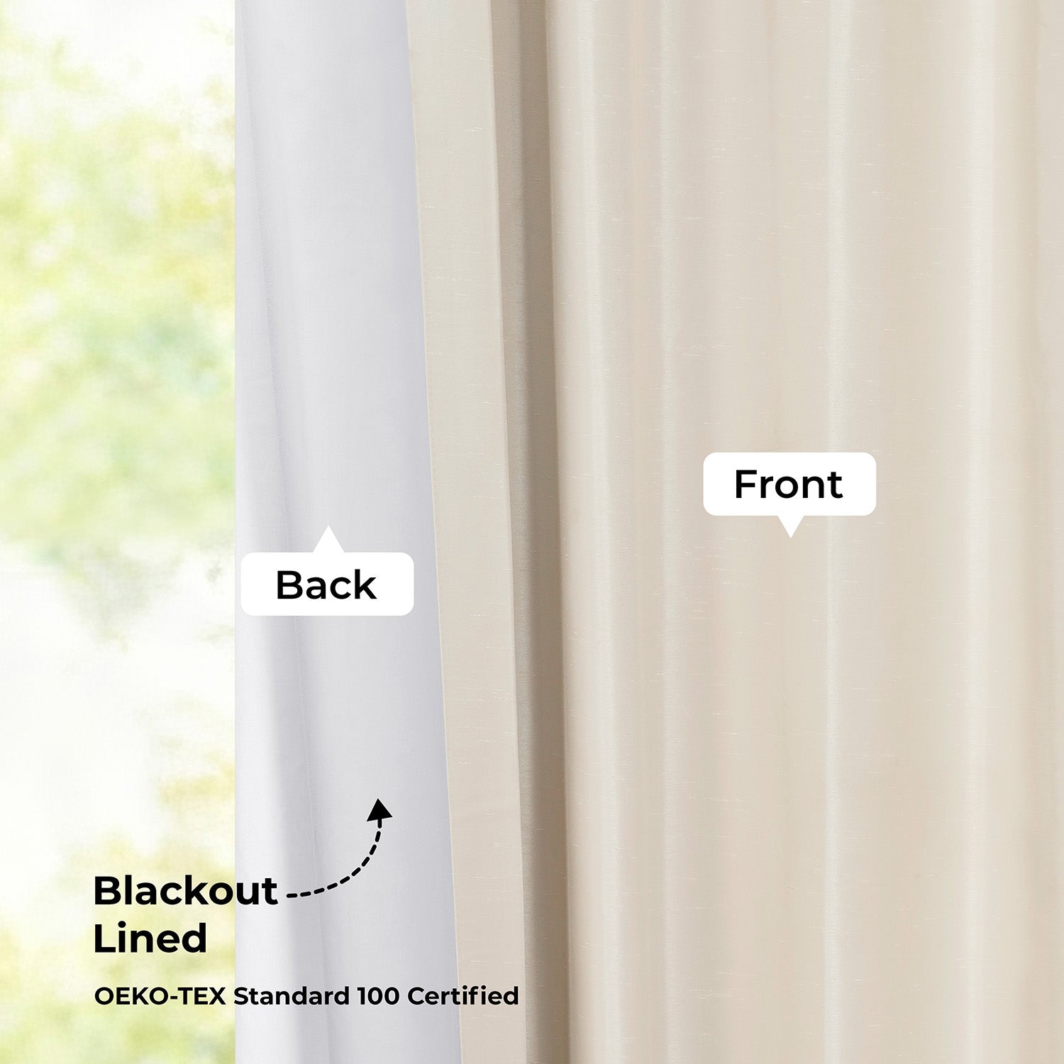 Off White Grommet Vintage Textured Faux Dupioni Silk Blackout Curtain