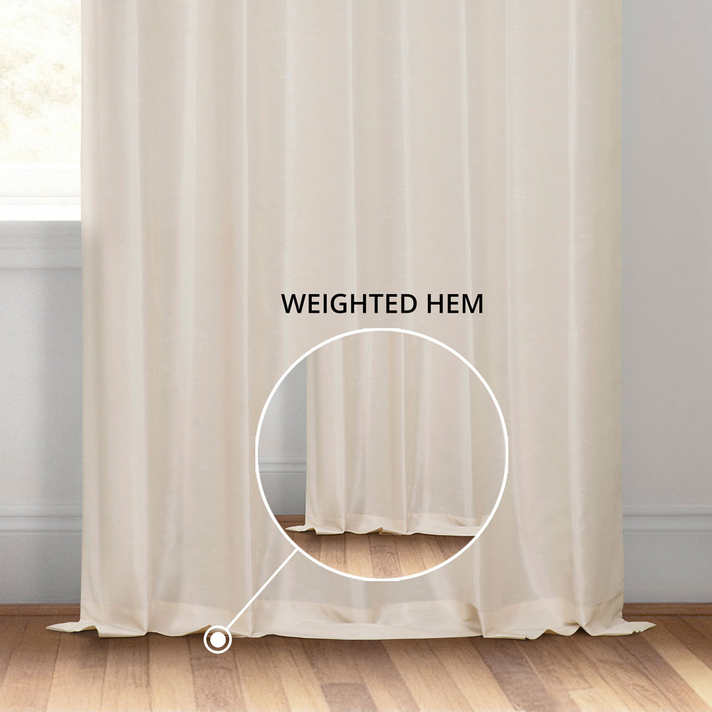 Off White Vintage Textured Faux Dupioni Silk Custom Curtain