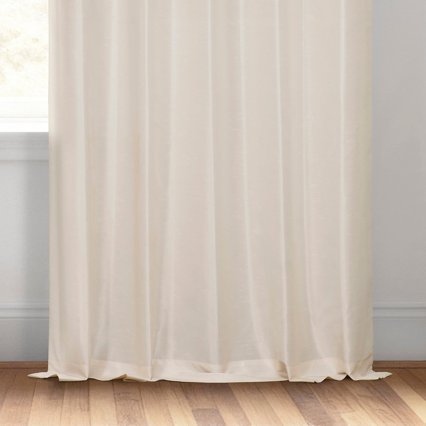 Off White Grommet Vintage Textured Faux Dupioni Silk Blackout Curtain