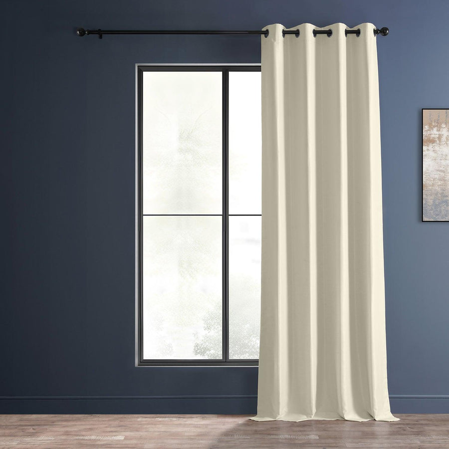 Off White Grommet Vintage Textured Faux Dupioni Silk Blackout Curtain - HalfPriceDrapes.com