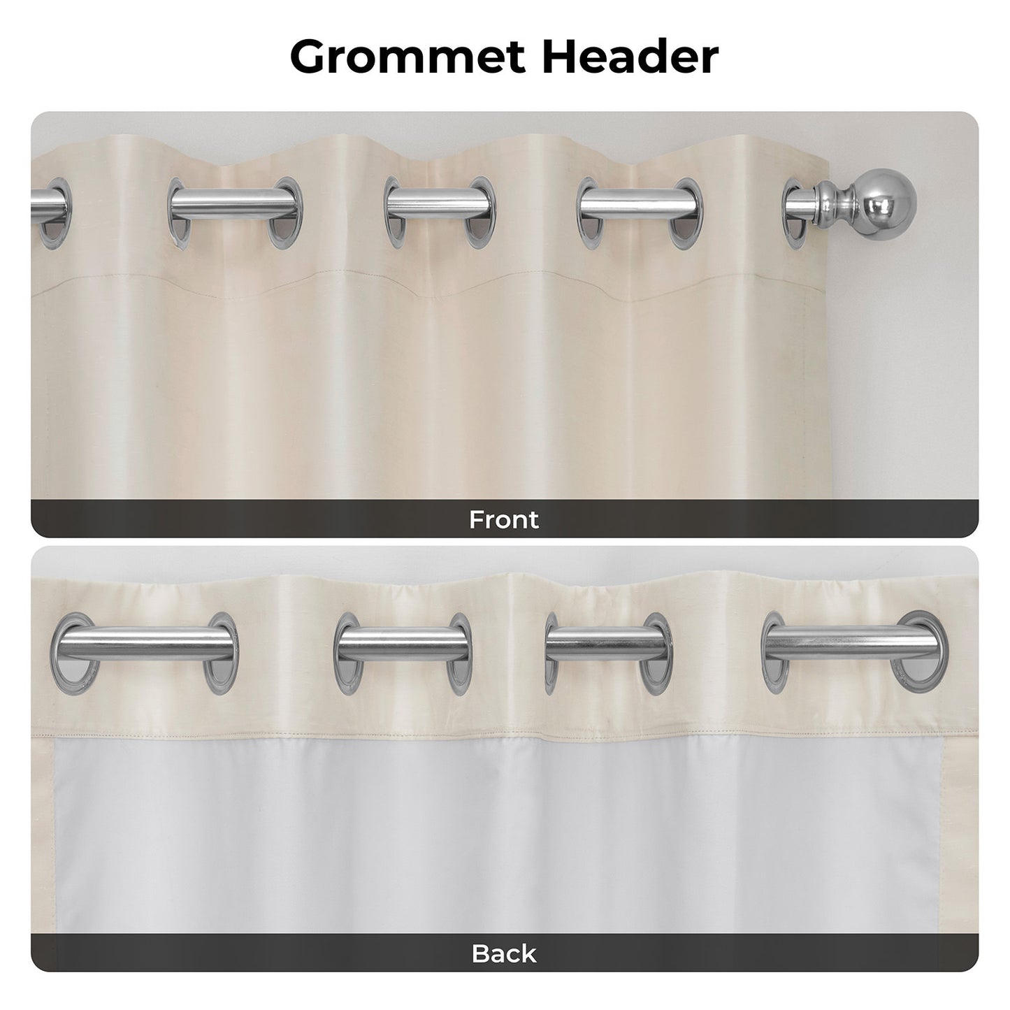 Off White Grommet Vintage Textured Faux Dupioni Silk Blackout Curtain