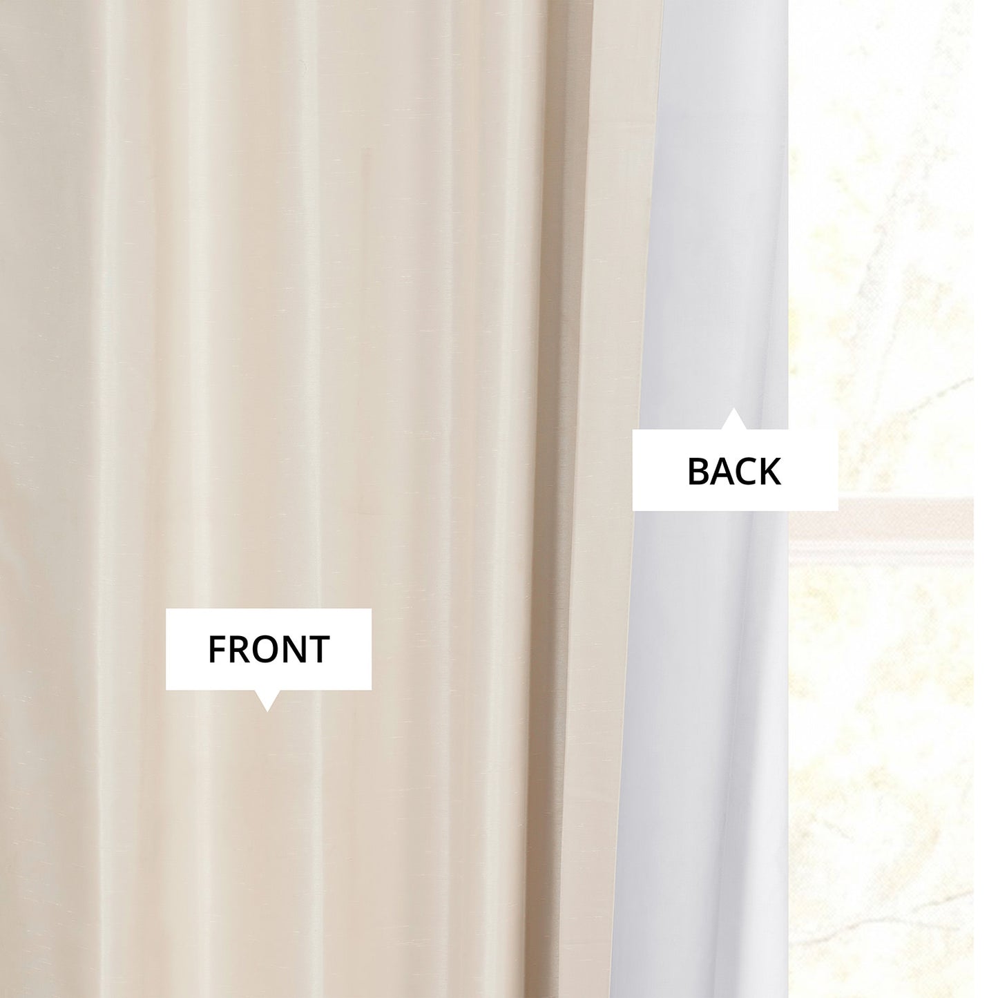 Off White Grommet Vintage Textured Faux Dupioni Silk Blackout Curtain