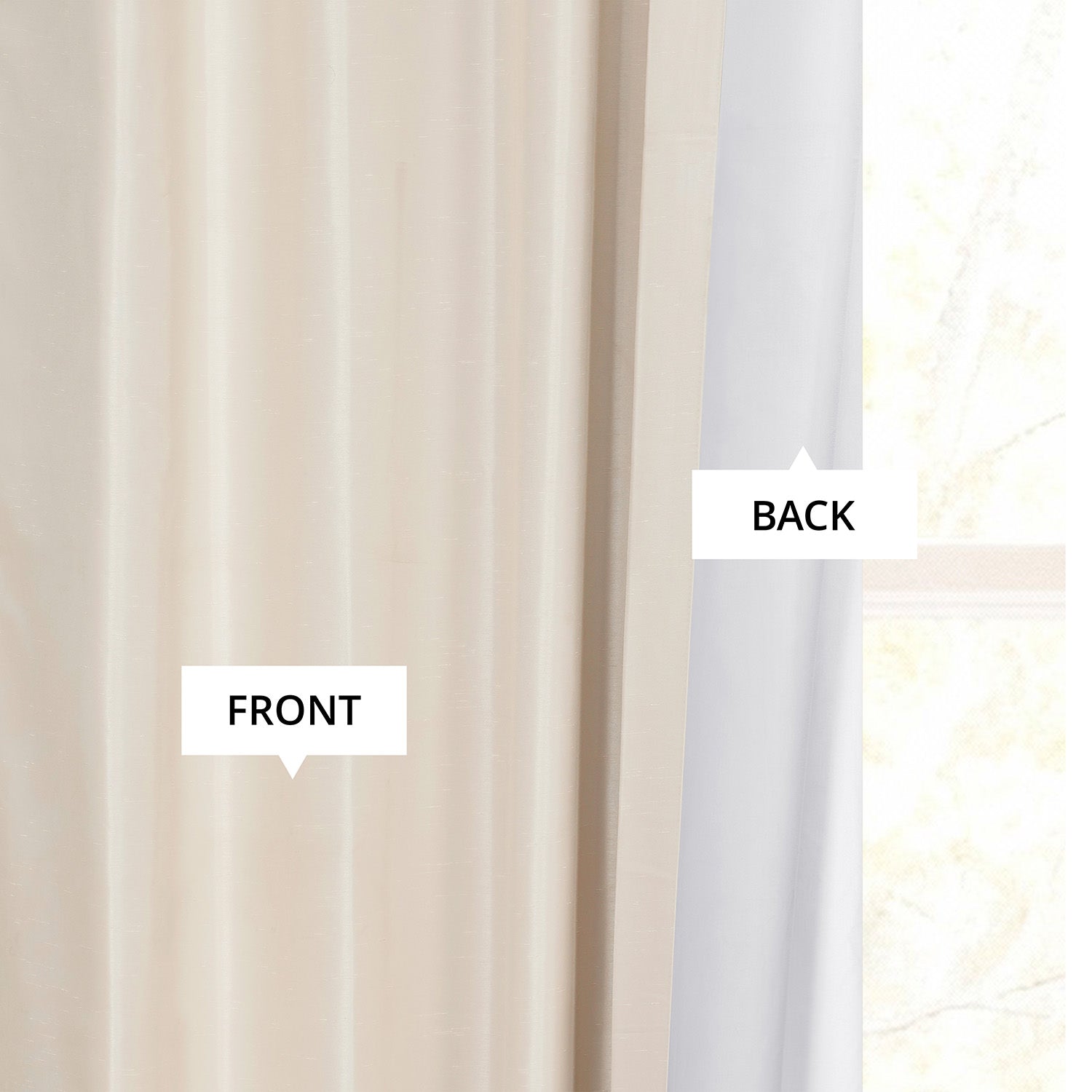 Off White Grommet Vintage Textured Faux Dupioni Silk Blackout Curtain