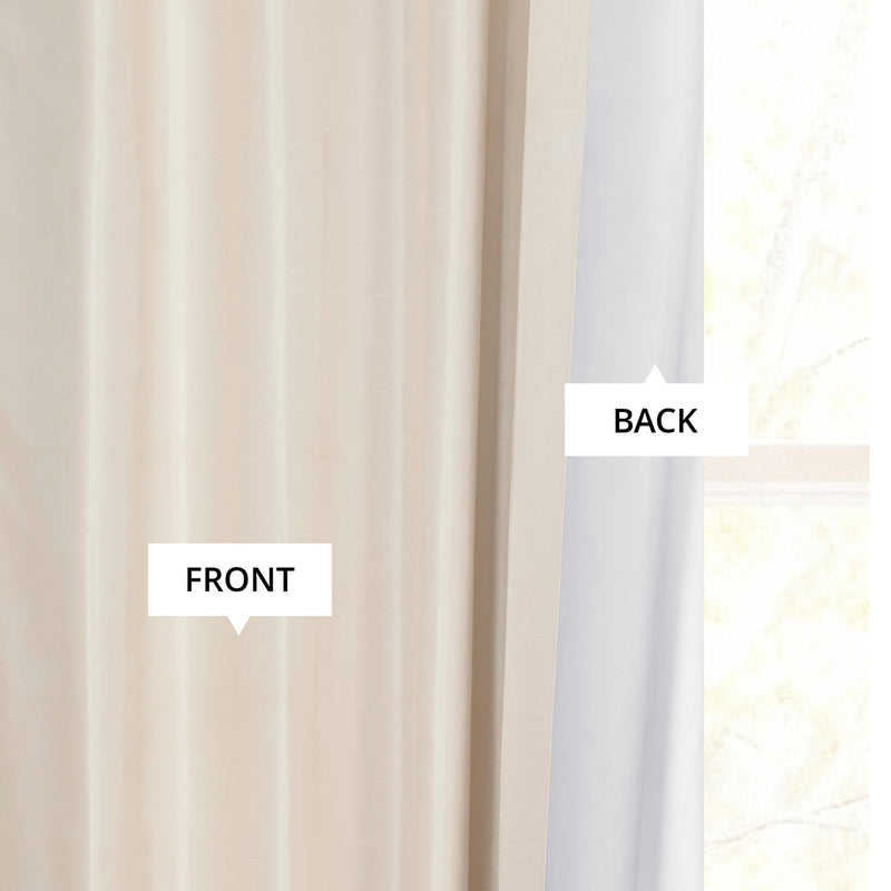 Off White Grommet Vintage Textured Faux Dupioni Silk Blackout Curtain