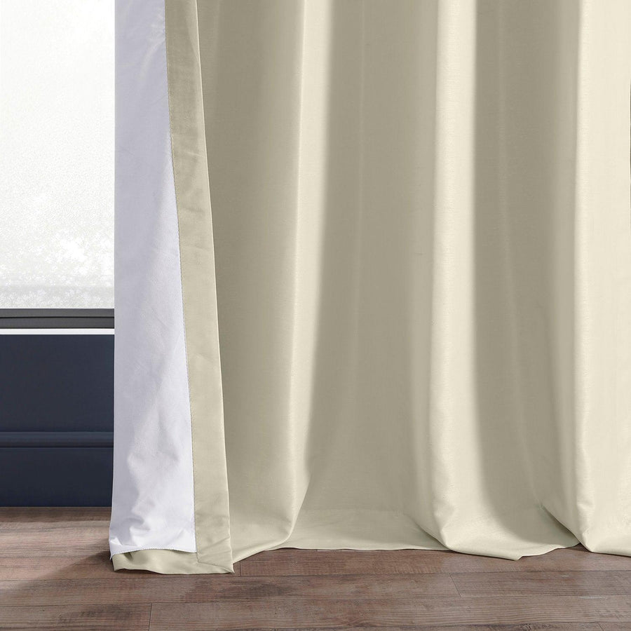 Off White Grommet Vintage Textured Faux Dupioni Silk Blackout Curtain - HalfPriceDrapes.com
